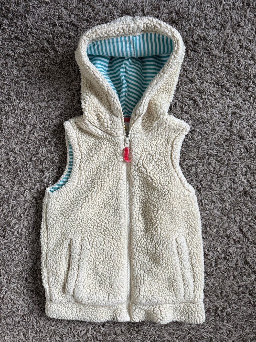 Mini Boden Sherpa Vest Youth Size 7-8 Girls Winter Cozy Cream Outerwear Cotton